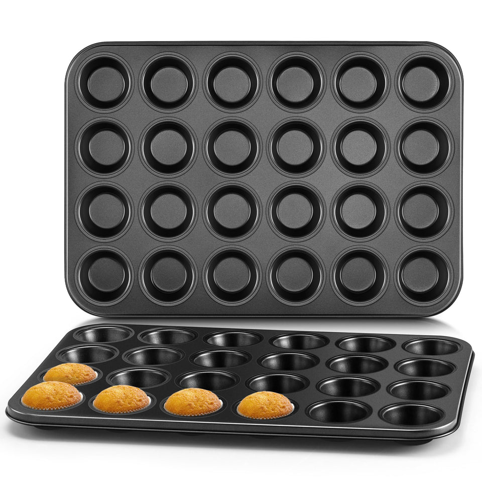 E-far 2-pack mini muffin pan top view for batch baking convenience