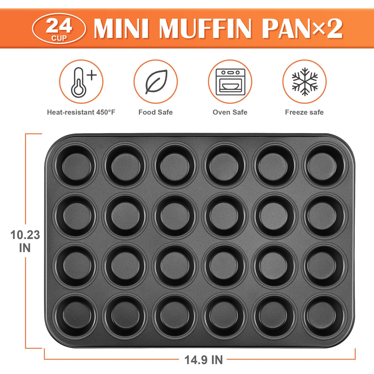 E-far 24-cup muffin pan nonstick coating for easy release