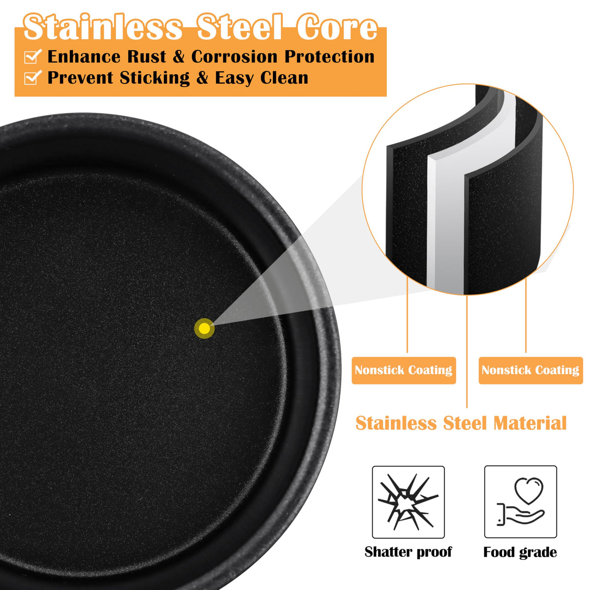 E-far 4-inch cake pan set side view showing straight sides