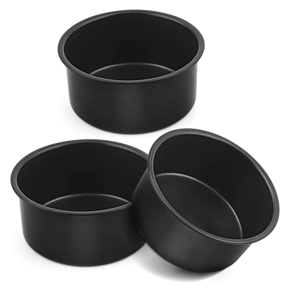 E-far 4-inch cake pan set top view for uniform mini cakes