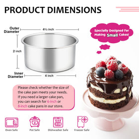 E-far 4-inch pans side view highlighting sturdy stainless steel construction
