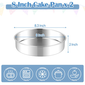 E-far 8-inch cake pan side-by-side setup shows dual pans for layered cakes and desserts.