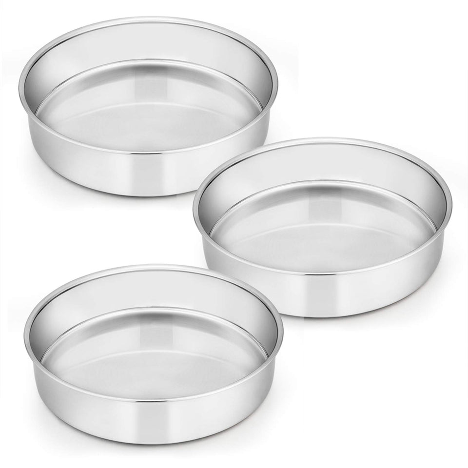E-far 8-inch cake pan set 3, ideal for layered cakes.