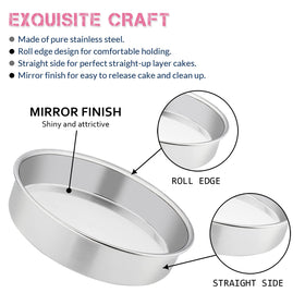E-far 8x2-inch round pans ready for even browning.