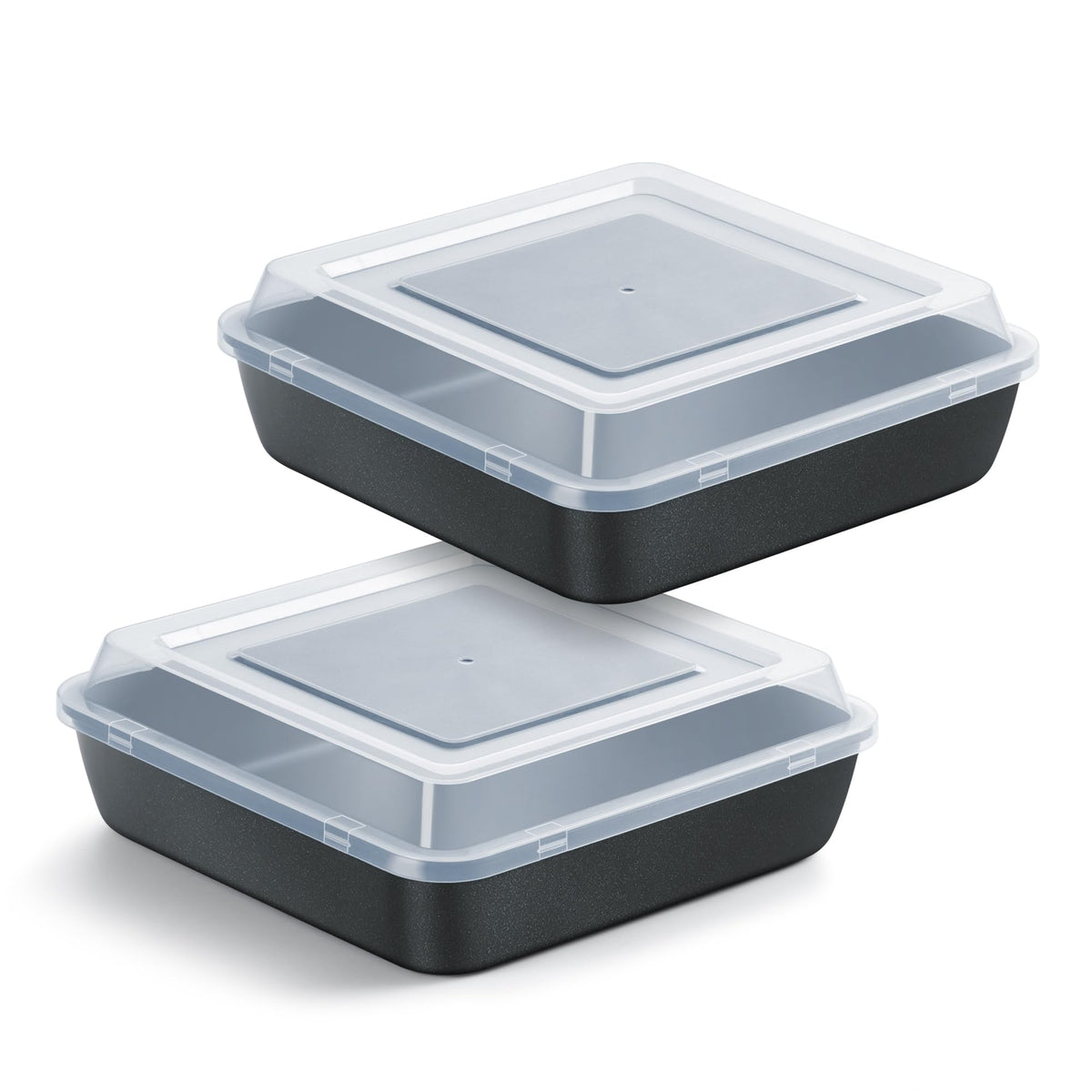 E-far 8x8 square pan with lid, top view, ideal for baking and easy storage.
