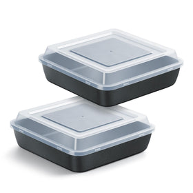 E-far 8x8 square pan with lid, top view, ideal for baking and easy storage.