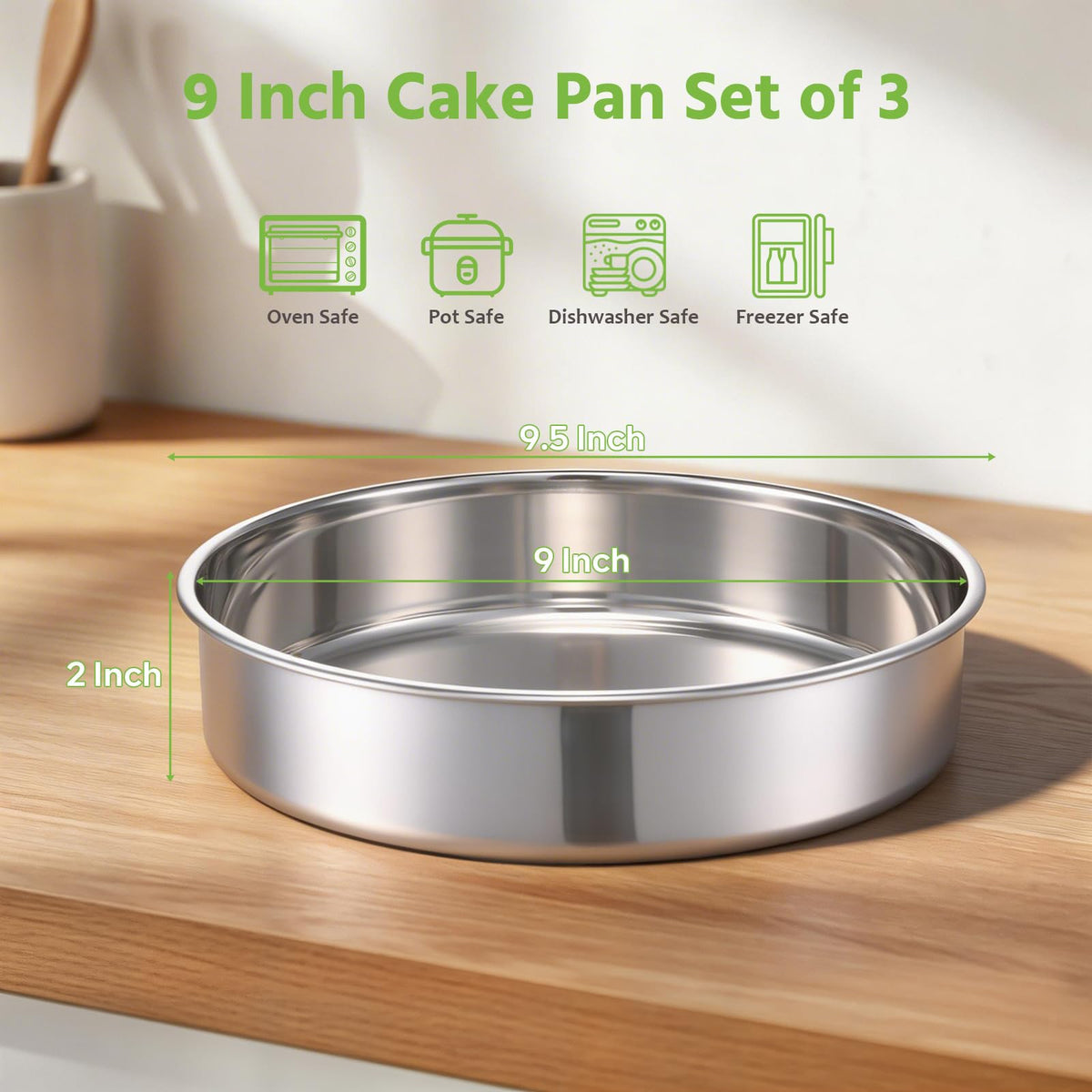 E-far 9-inch pan set is dishwasher safe for quick cleanup after baking