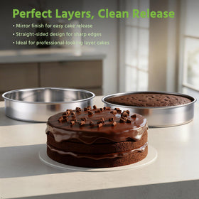 E-far round pans with straight sides to create clean, uniform slices