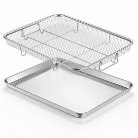 E-far air fryer basket inside oven shows 360° airflow for even crisping