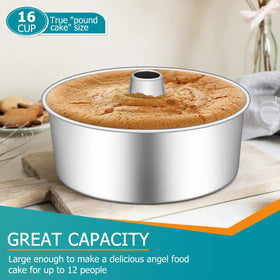 E-far 16-cup capacity fits standard angel food or chiffon recipes.