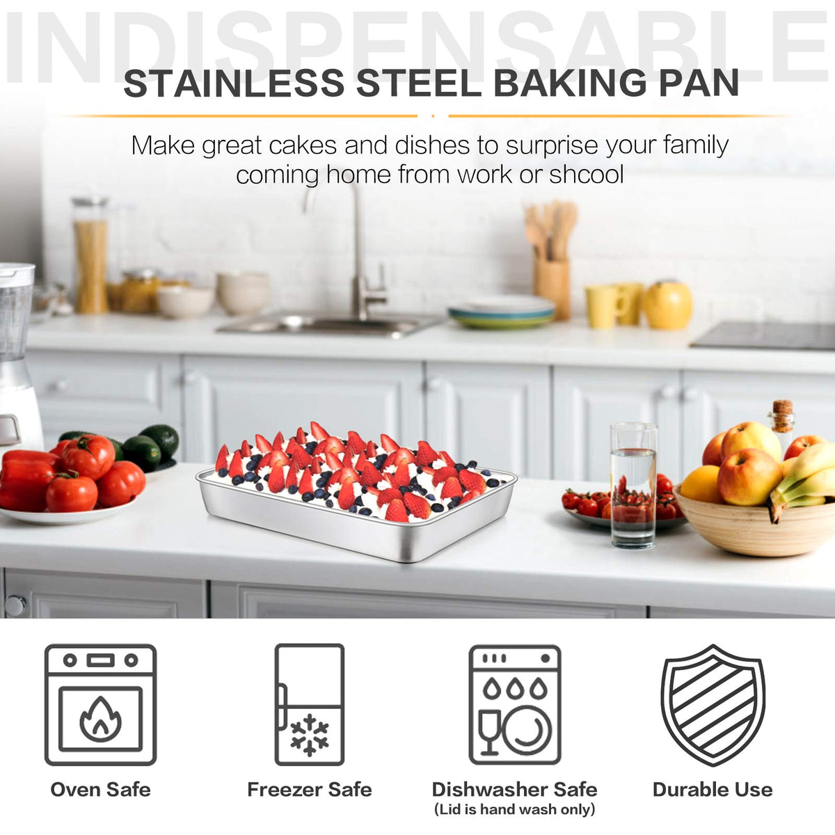 E-far bakeware in use; cake or brownie ready.