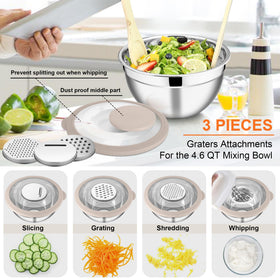 E-far bowls with three graters for fast slicing and grating