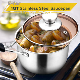 E-far compact 1qt saucepan suitable for single servings and quick meals.