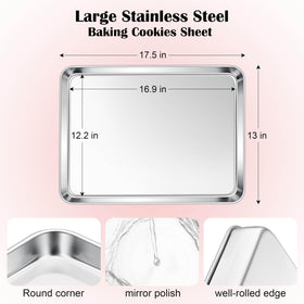 E-far cookie sheet 18x13 shows sturdy one-piece construction for durability.