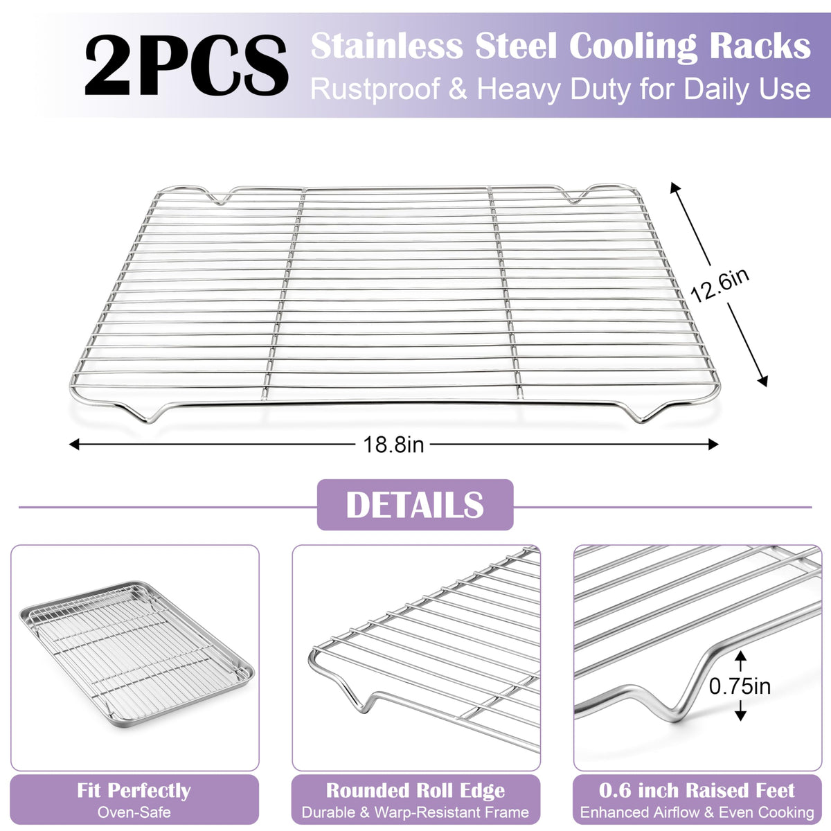 E-far cooling rack included improves air circulation for faster cooling