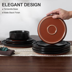 E-far dessert plate 8-inch matte black for everyday dining.