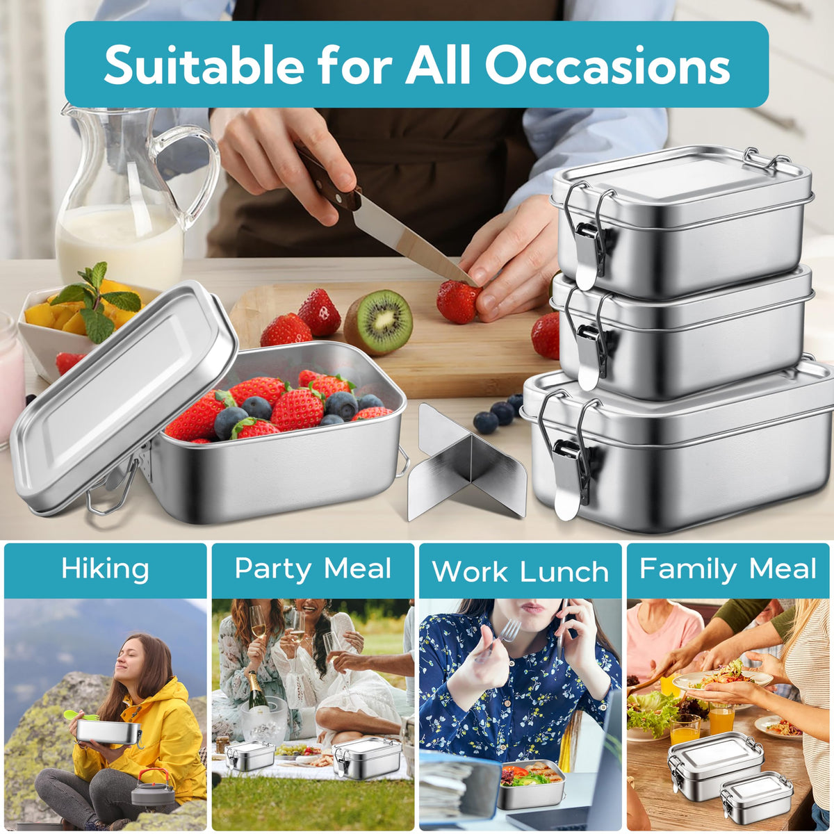 E-far metal lunch box is freezer and dishwasher safe for easy maintenance.