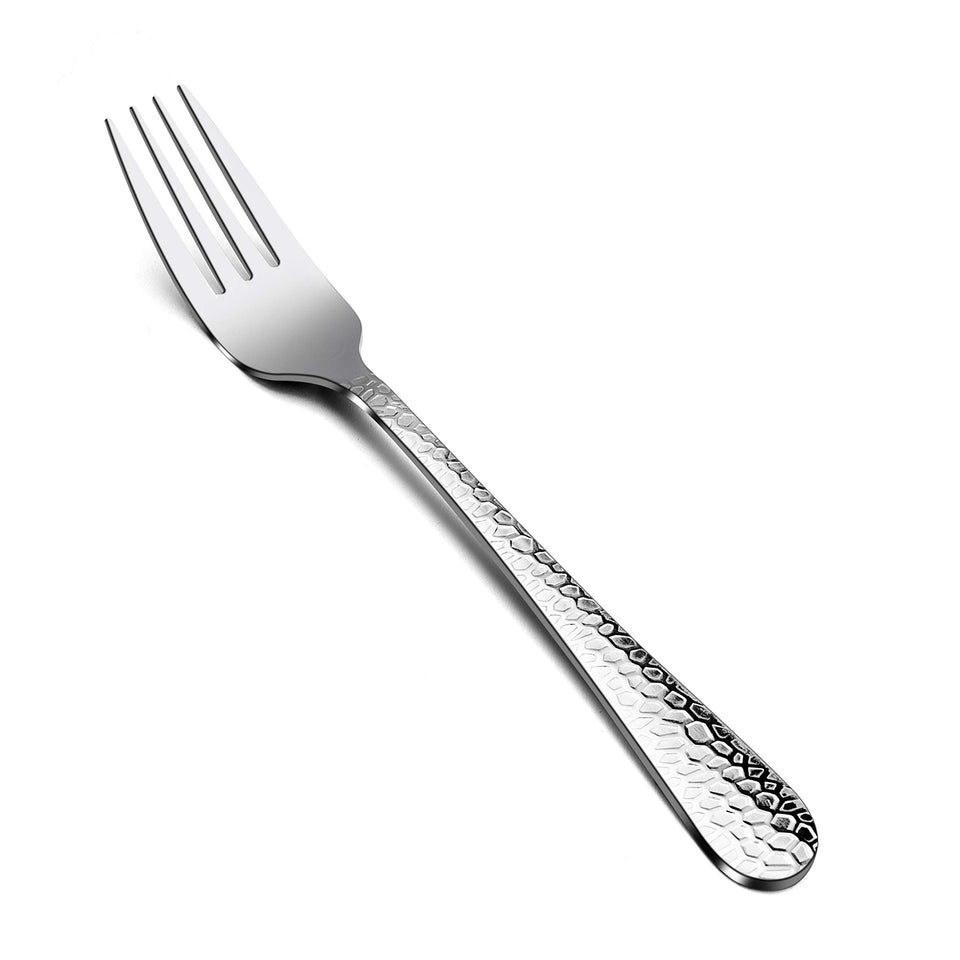 E-far hammered dinner forks with round edge and mirror finish for elegant table styling