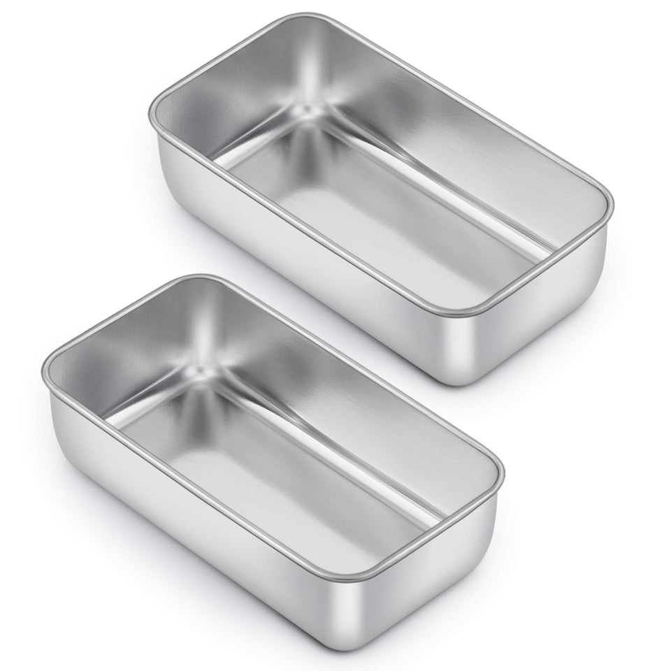 E-far loaf pan top view shows sturdy stainless steel for even baking.