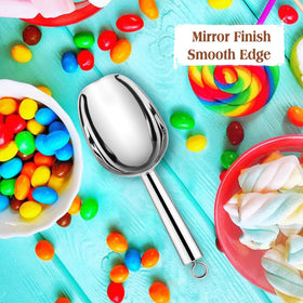 E-far mini metal scoop 3oz for pet food, quick refills.