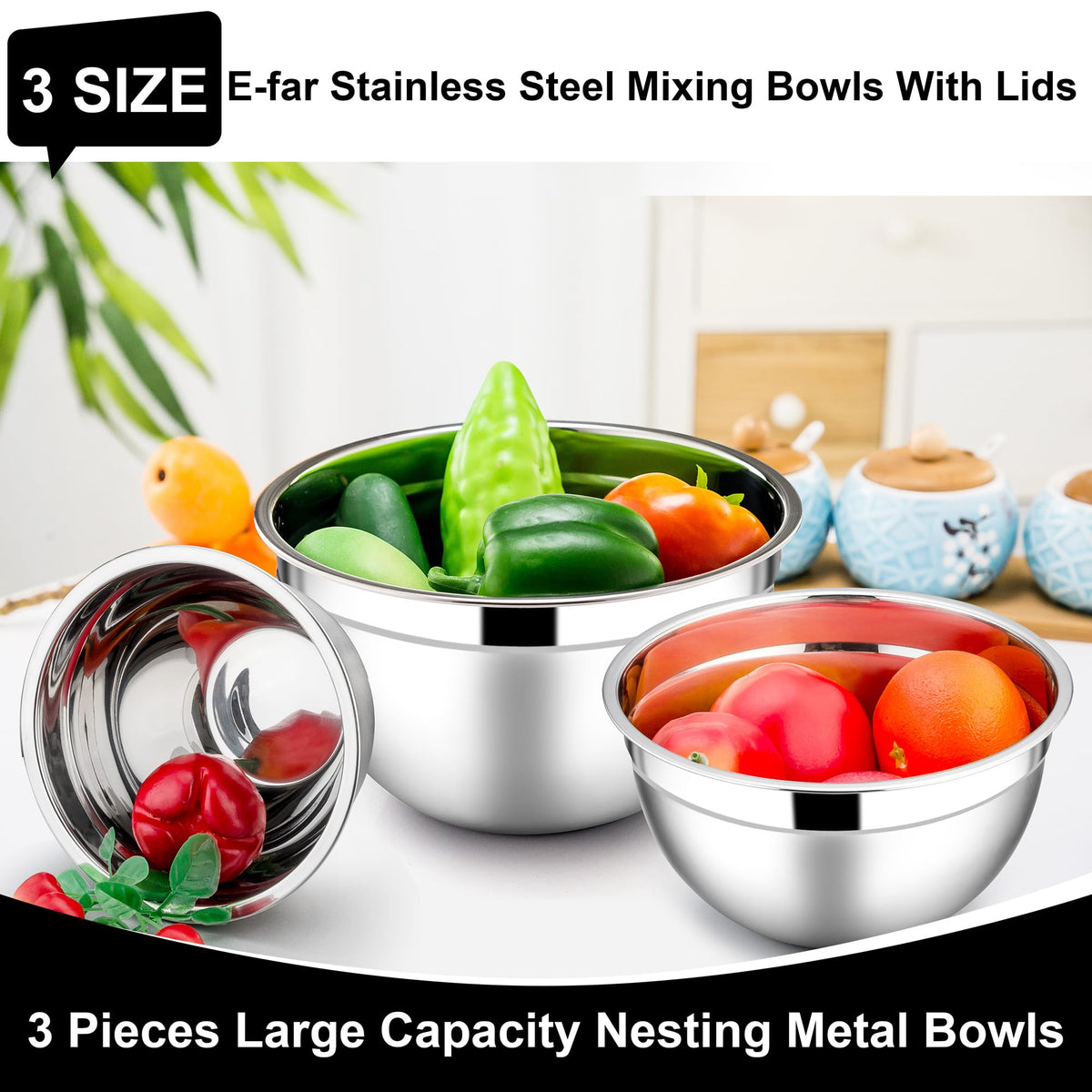 E-far bowls feature a mirror-polished interior for easy cleaning