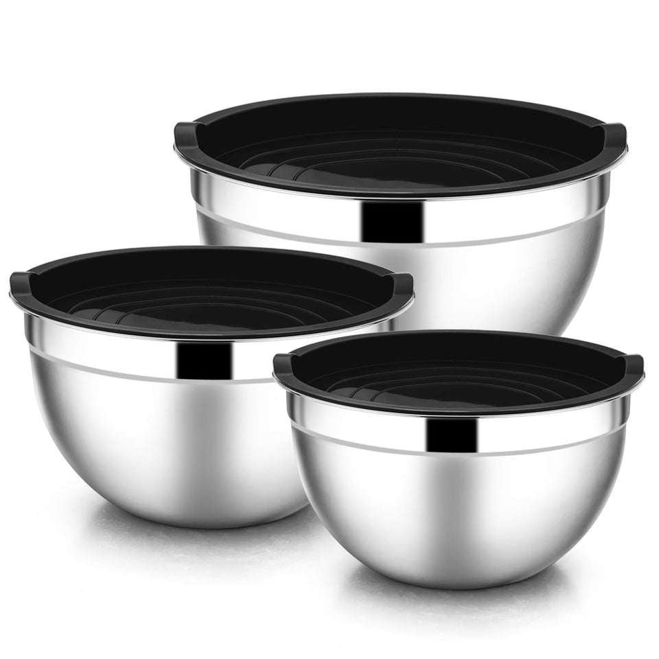 E-far mixing bowls with airtight lids keep ingredients fresh during prep
