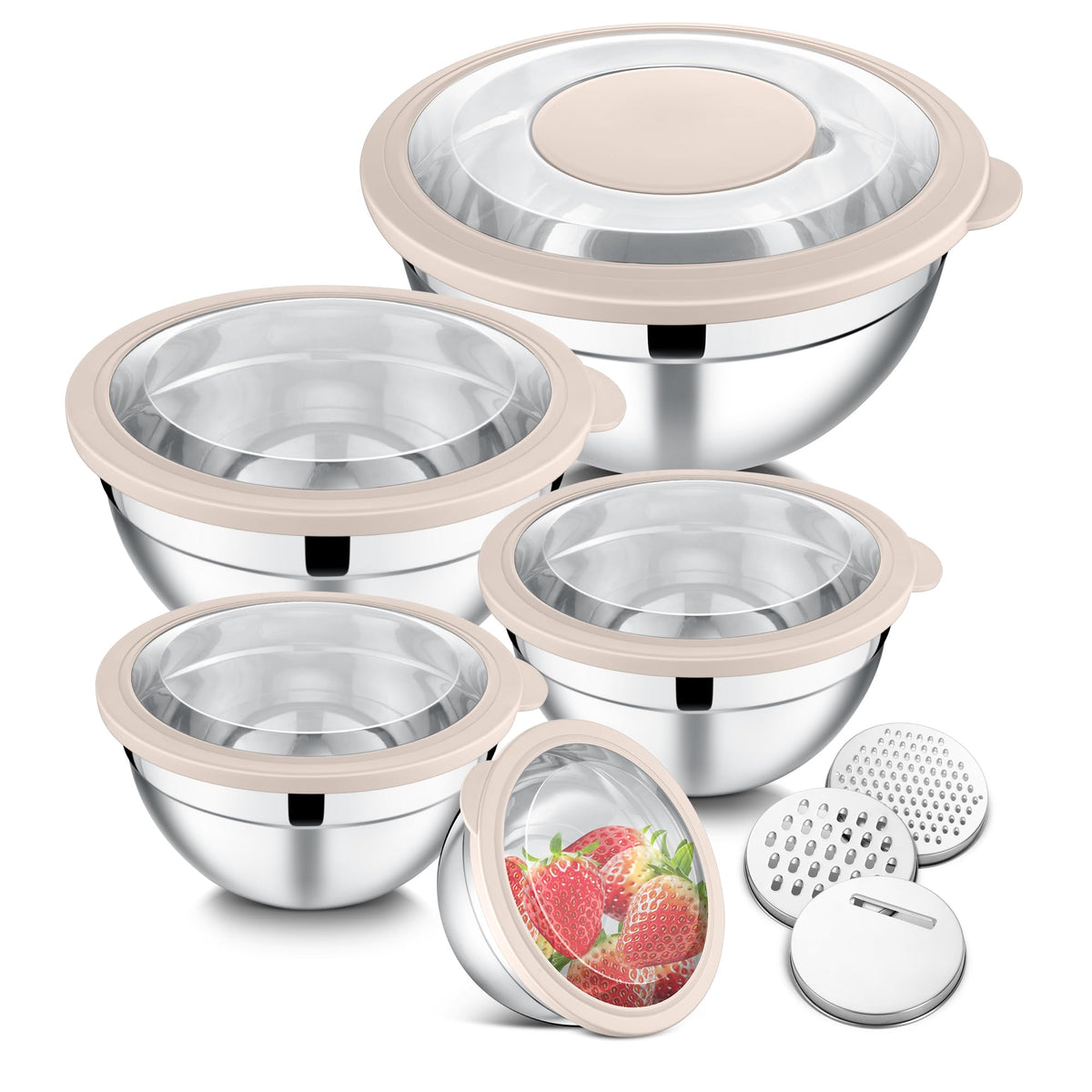 E-far mixing bowls set of 5 with lids for organized kitchen prep