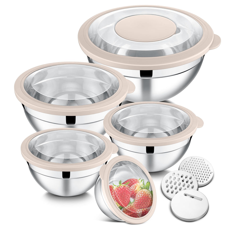 E-far mixing bowls set of 5 with lids for organized kitchen prep