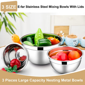 E-far three-size set shown for versatile baking and prep tasks.