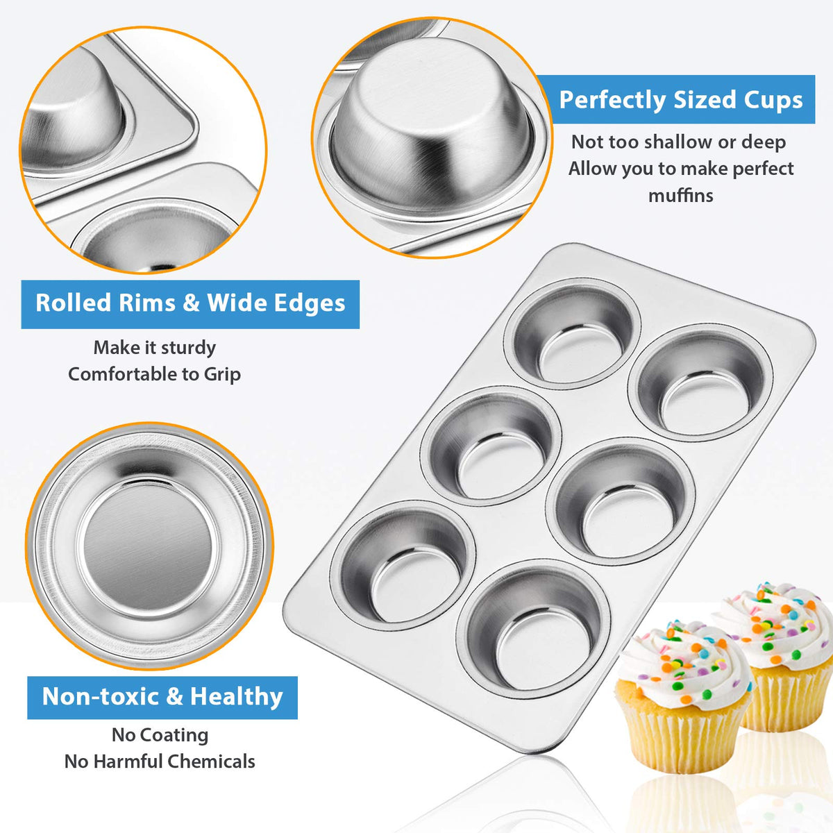 E-far stainless steel, chemical-free construction for safe baking