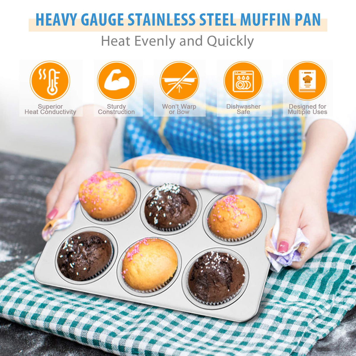 E-far muffin pan in oven at 450°F for even heat