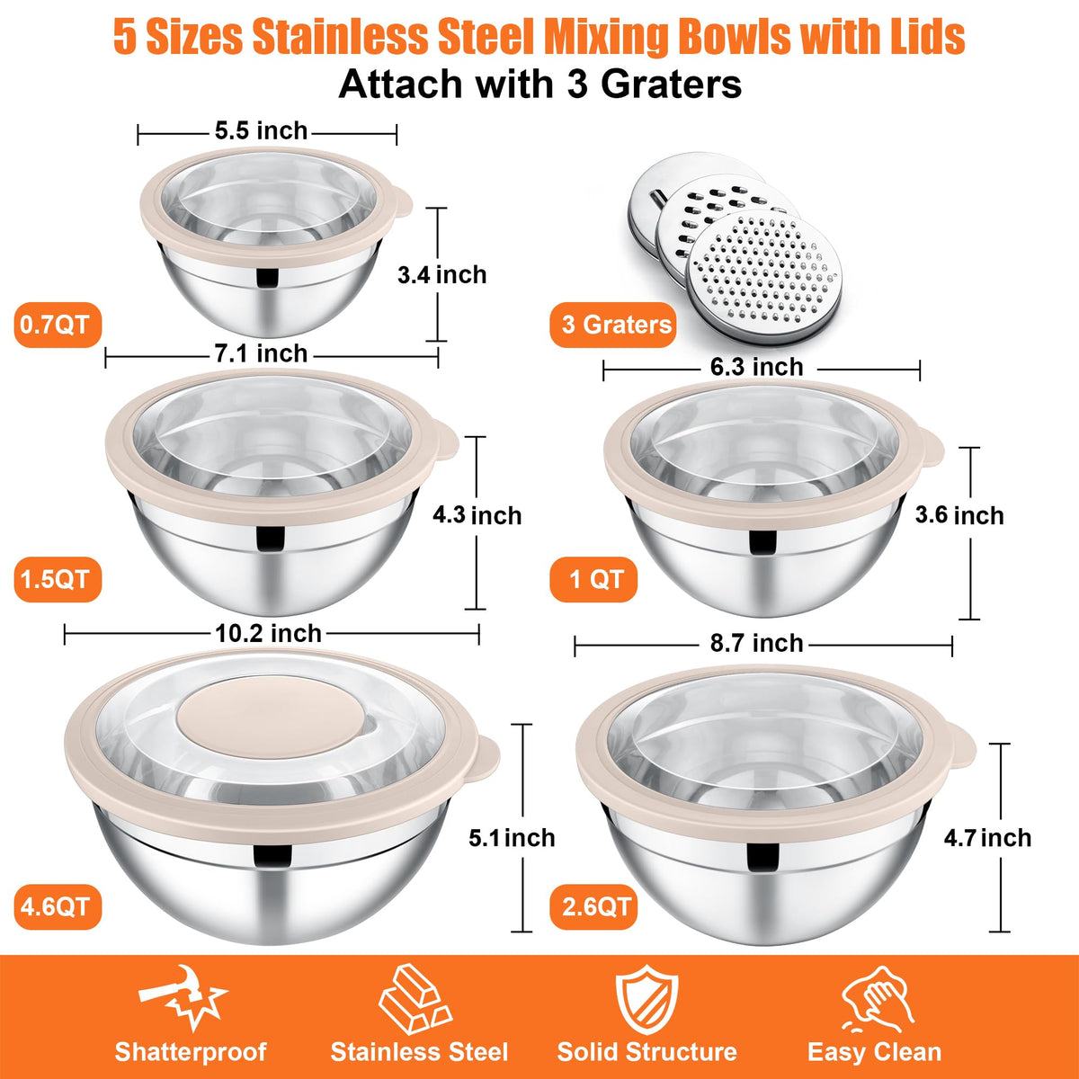 E-far multipurpose bowls for mixing, serving, and baking tasks