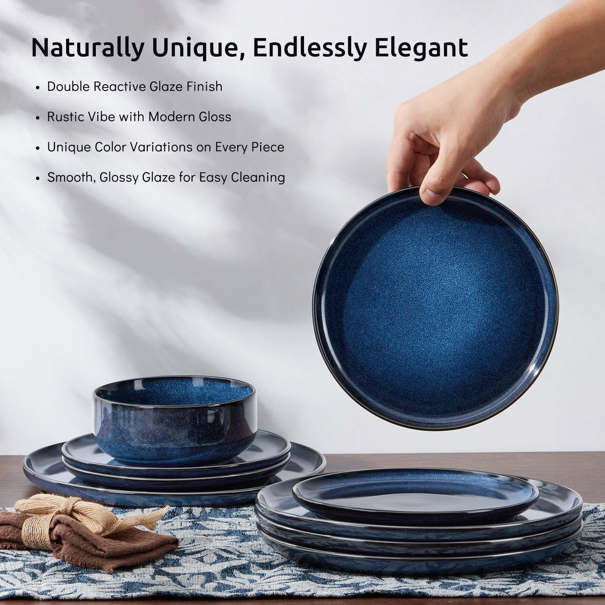 E-far nesting dinnerware set shown for organized storage and display.