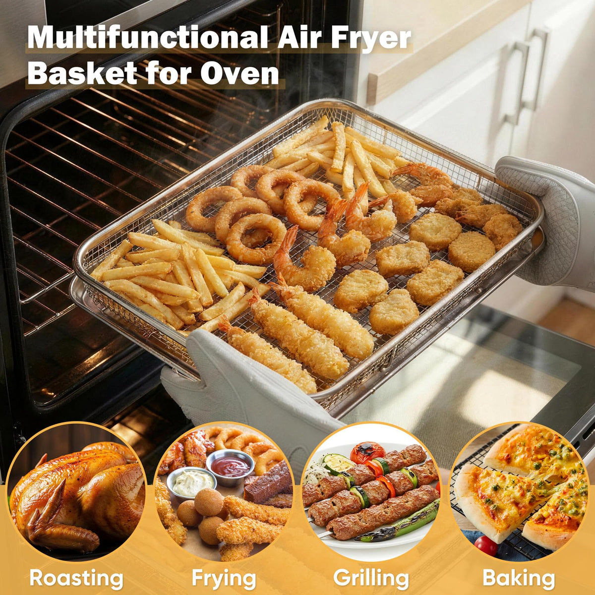 E-far oven-ready crisper tray arranged with baking accessories