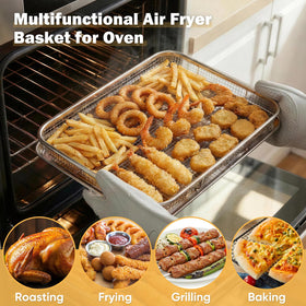 E-far oven-ready crisper tray arranged with baking accessories