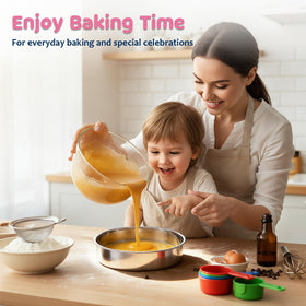 E-far rolled-edge pans with comfortable grip.