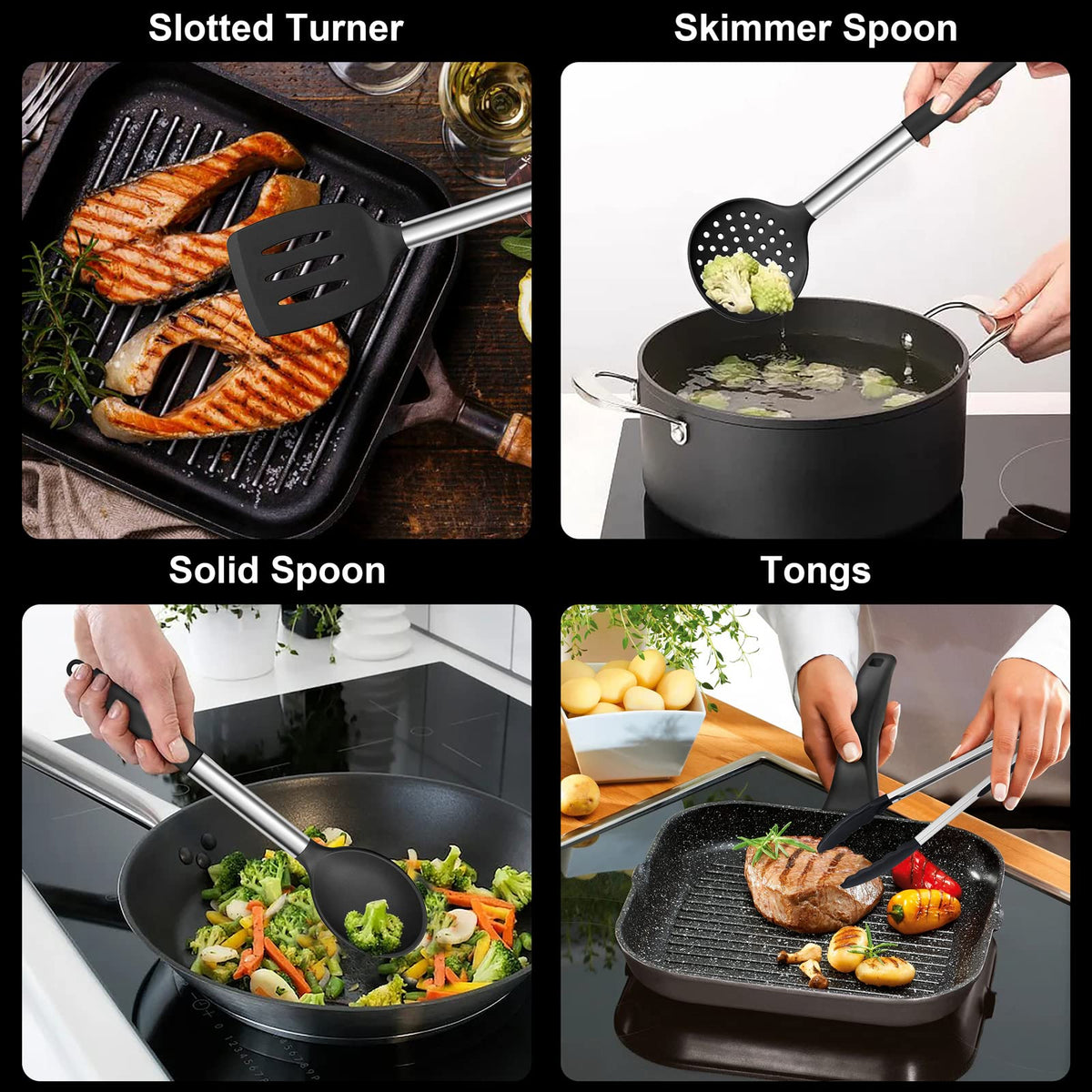 E-far solid spoon ideal for stirring, scooping, and serving.