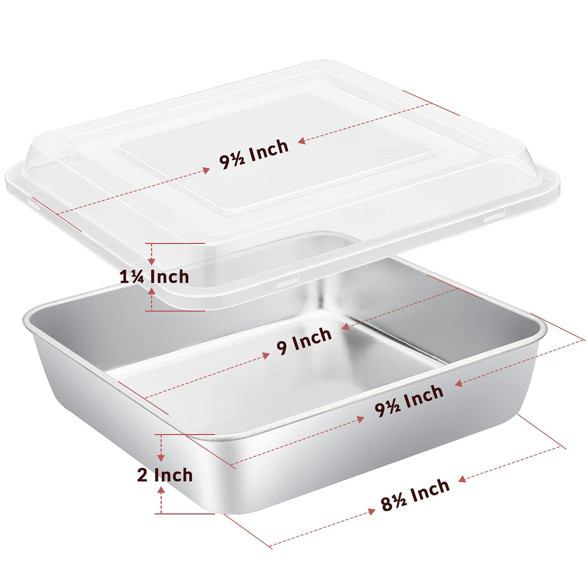 E-far square pan brushed finish close-up, durable surface for consistent baking.