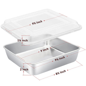 E-far square pan brushed finish close-up, durable surface for consistent baking.
