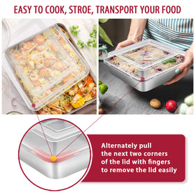 E-far square pan with lid stores leftovers neatly and safely