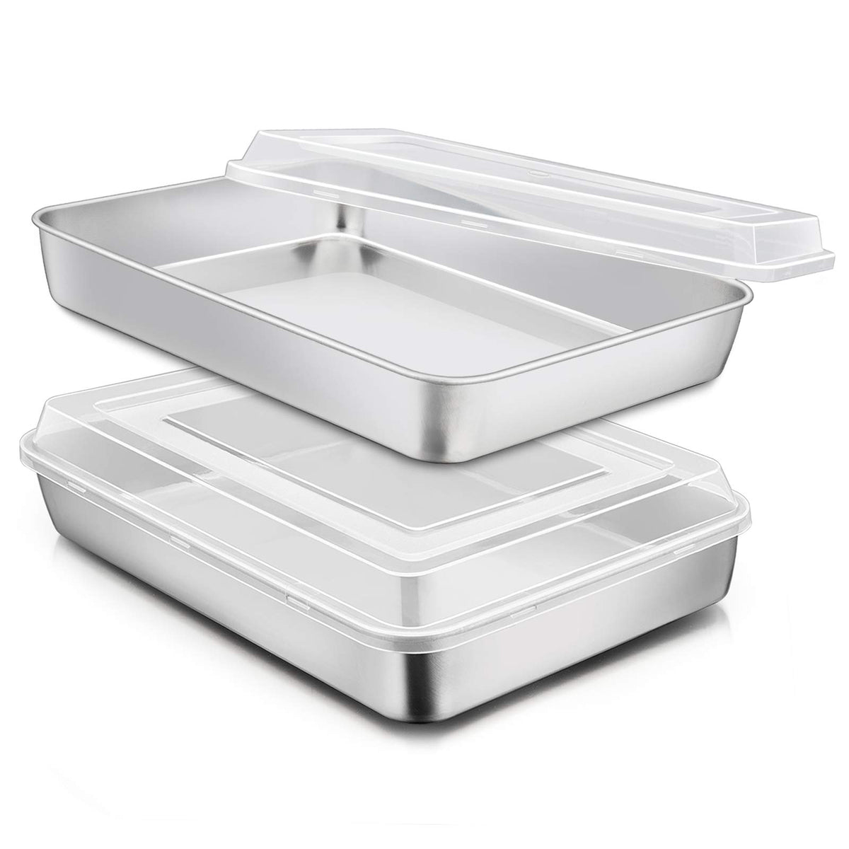 E-far stainless steel pan with lid; dust protection and easy storage.