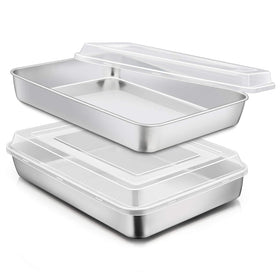 E-far stainless steel pan with lid; dust protection and easy storage.