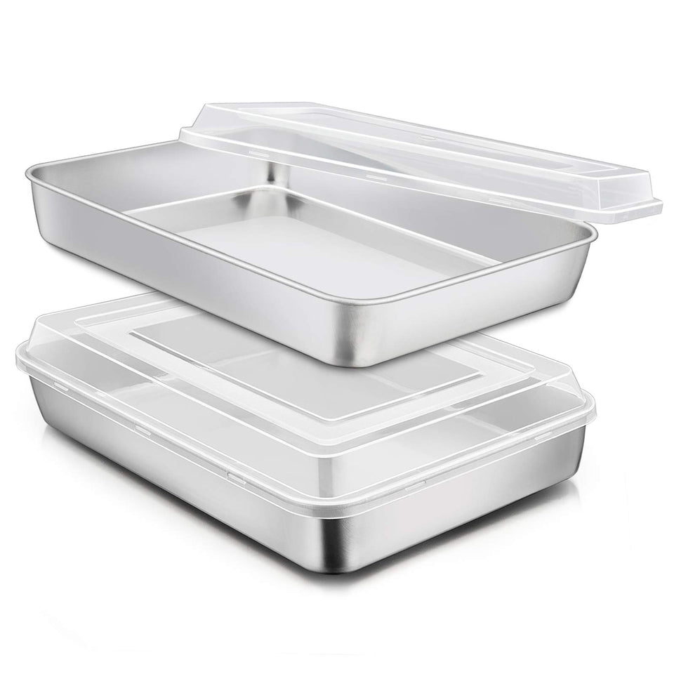 E-far stainless steel pan with lid; dust protection and easy storage.