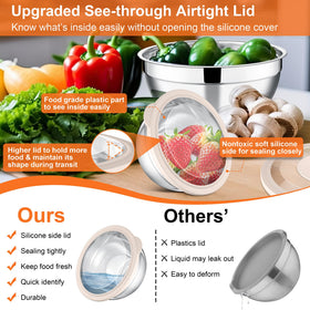 E-far stainless steel bowls with transparent lids for quick food visibility