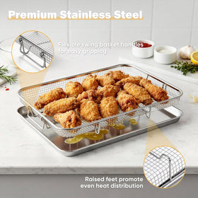 Close-up of E-far stainless steel basket ready for crispy fries
