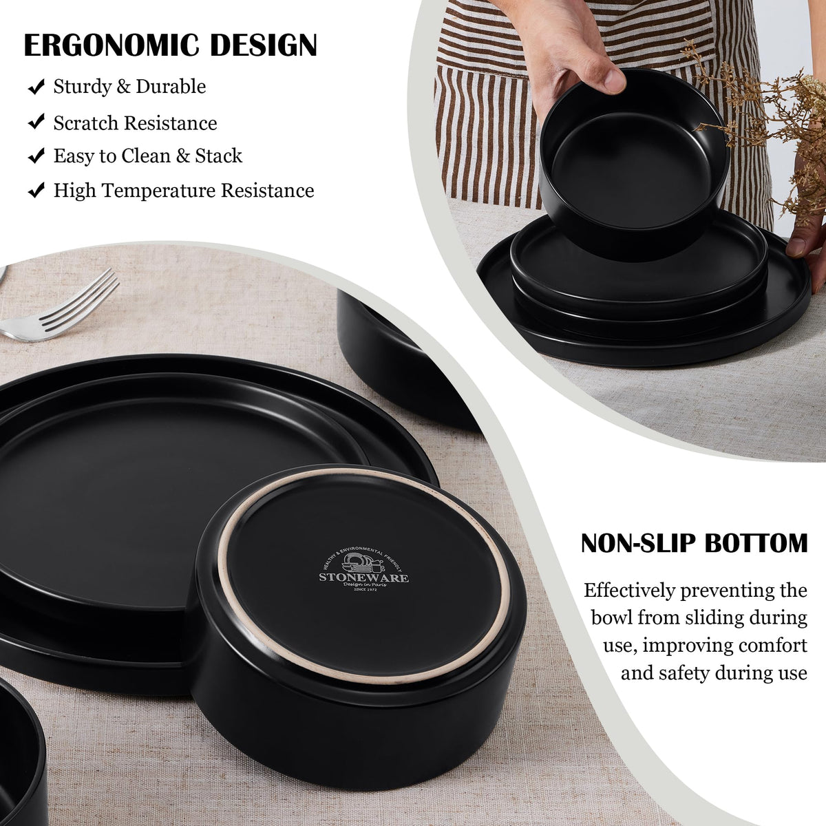 E-far matte-black finish enhances modern tables and resists chips.