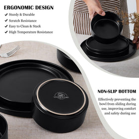 E-far matte-black finish enhances modern tables and resists chips.