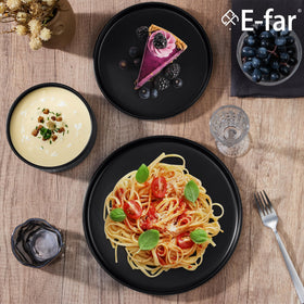 E-far stoneware place setting for 4 demonstrates a complete, durable dinnerware solution.