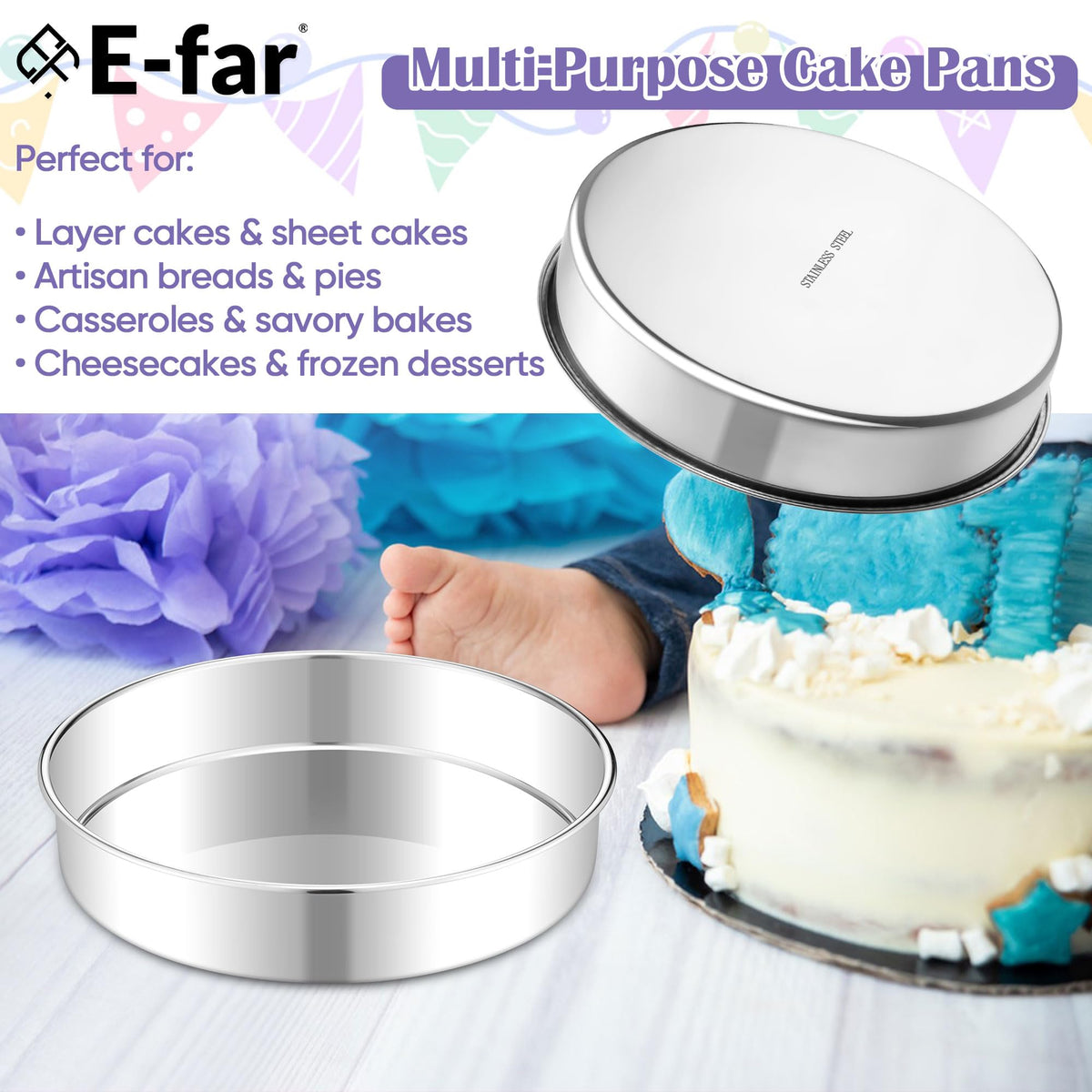 E-far tiered wedding cake pan idea for beautiful layers.