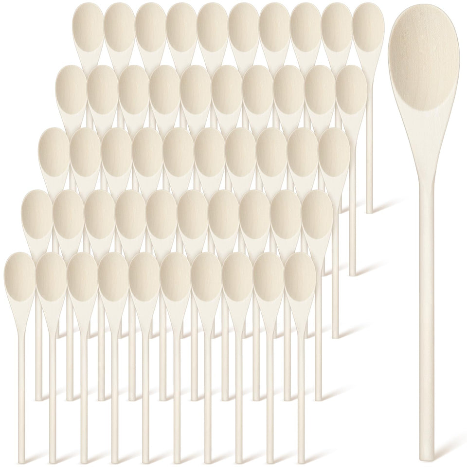 Eaasty wooden spoons with oval head for smooth stirring and serving